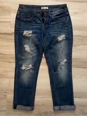 Dollhouse Distressed Dark Blue Boyfriend Jeans